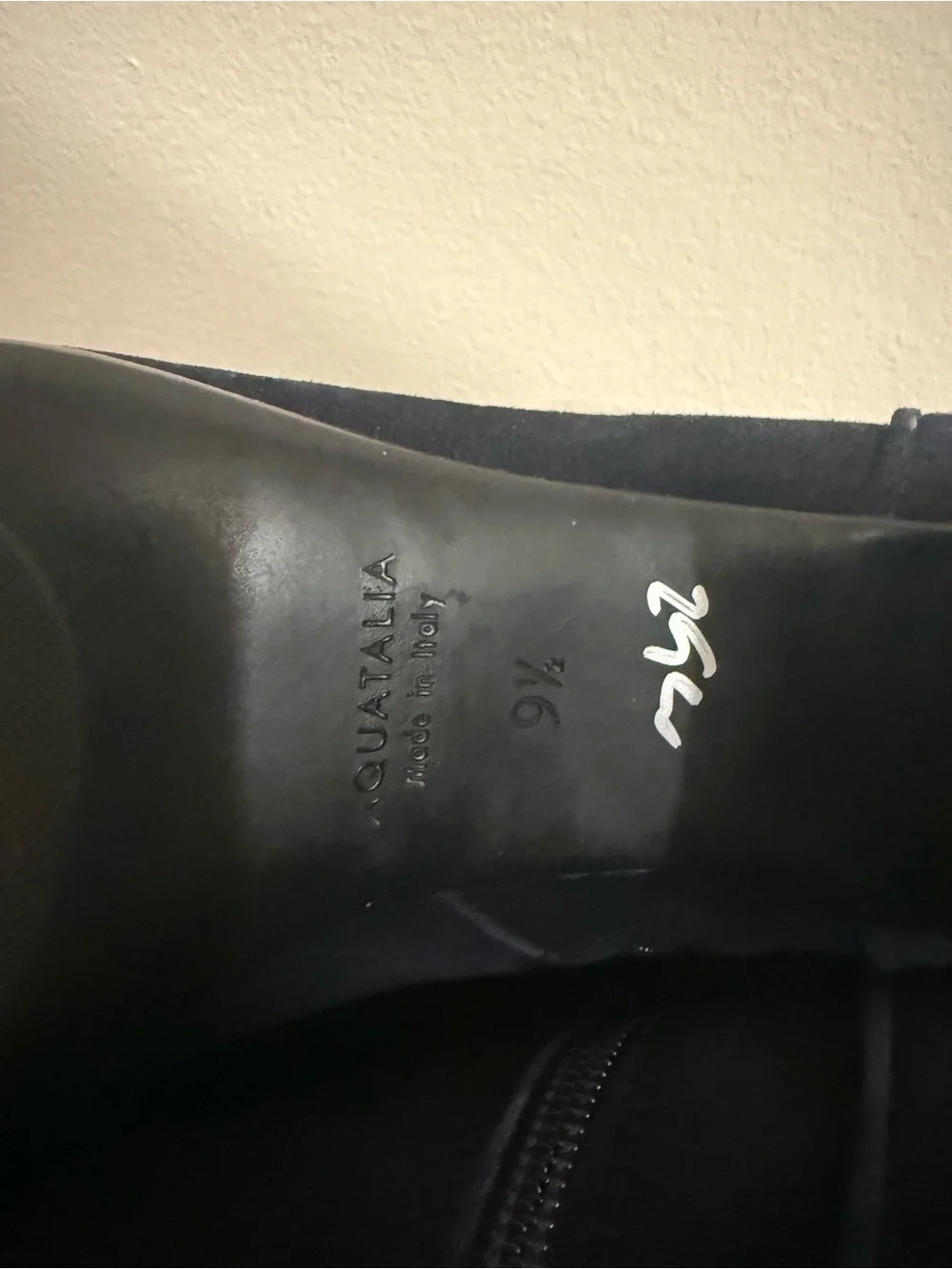 Aquatalia Boots Navy Suede Stretch Rhumba Tall Knee High Leather Fitted Size 9.5